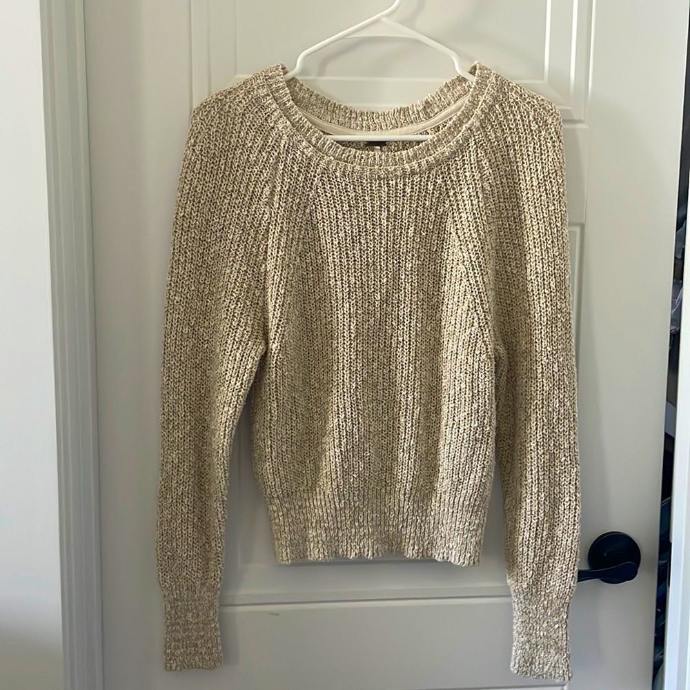 Free People Cream Crew Neck Sweater